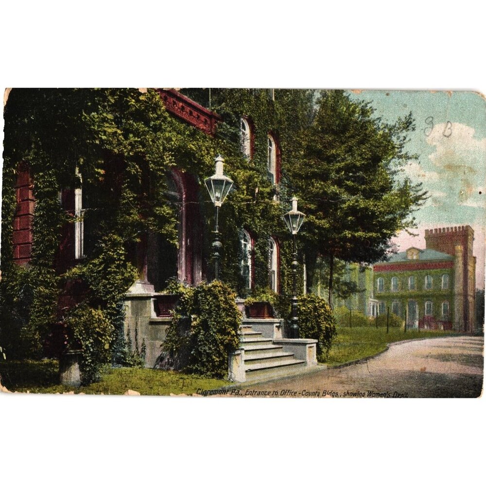 Vtg Claremont Pennsylvania County Buildings Womens Department Entrance Postcard